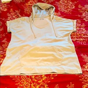 Eddie Bauer Grey Hooded Shirt with Cuffed Sleeve M